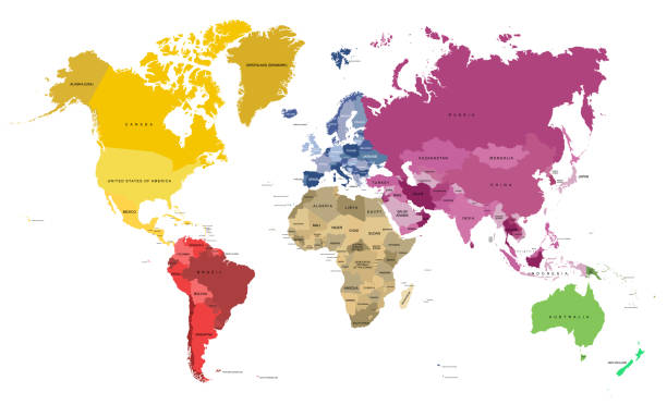 World map with details of countries. Vector illustration in HD very easy to make edits. international-border stock illustrations