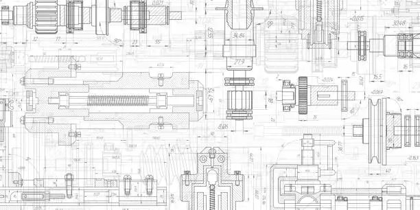 Vector illustration of Mechanical Engineering background .Technical drawing  . Technology .