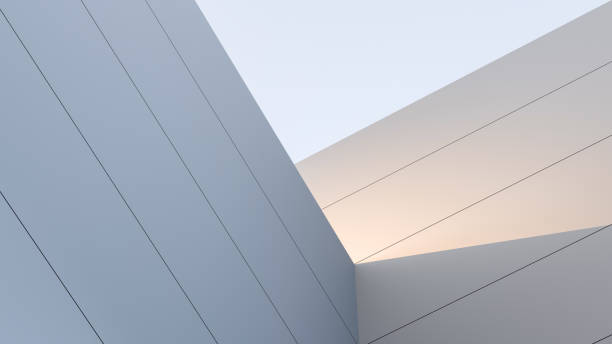istock Modern architectural building, wall, minimal. Abstract structure with a ray of sun, banner. 3D render 2007951969