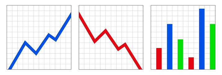 Diagrams. Icons for business. Chart of financial ups and downs. EPS 10.