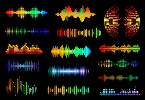 Vector illustration of Equalizer sound waves, audio frequency waveform