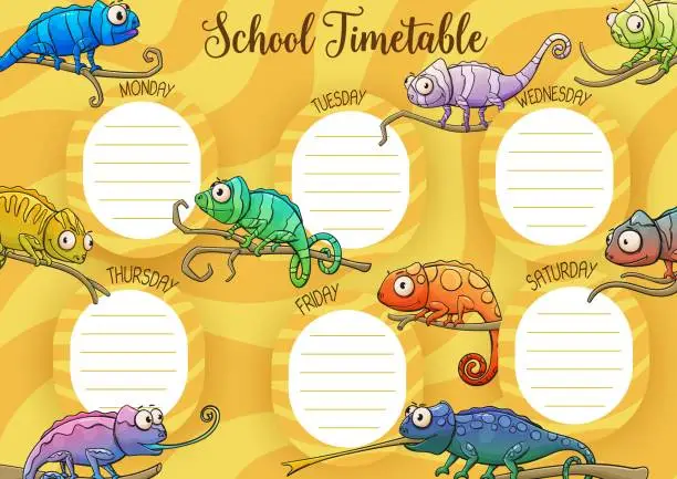 Vector illustration of School timetable schedule template, education