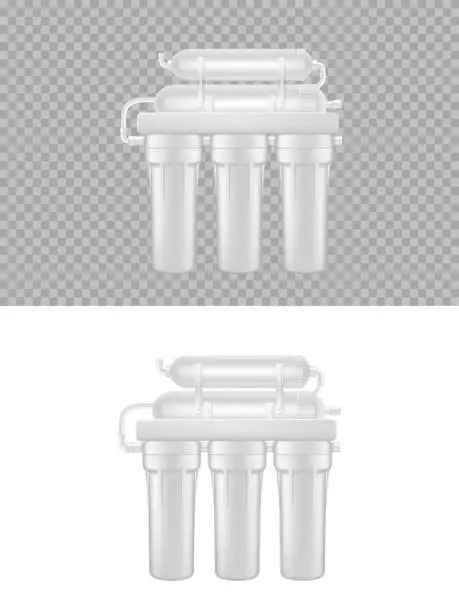 Vector illustration of Realistic water filter, reverse osmosis system