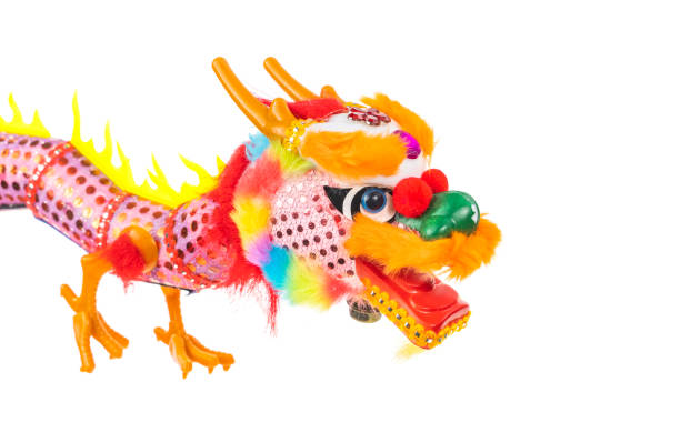 chinese new year concept with hand made dragon isolated on white background