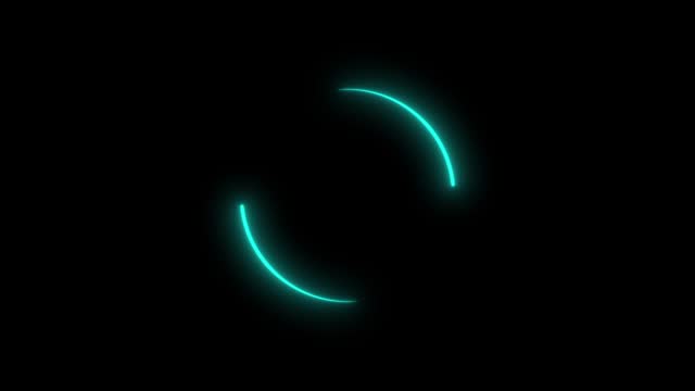 Glowing neon mint color lines creating a circle animated neon circle background