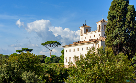 Rome, Italy - October 2022: Villa Medici on Pincian hill in Rome