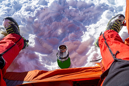 Scenic views from Erciyes mountain which is a resort area for winter sports, climbing, alpinism and wintercamping in  Kayseri