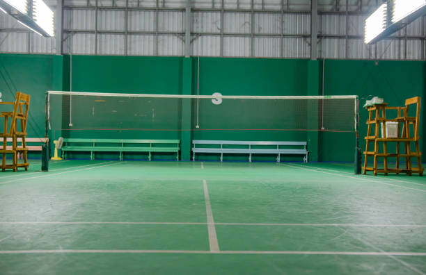 istock Badminton court without people at night 2008164188
