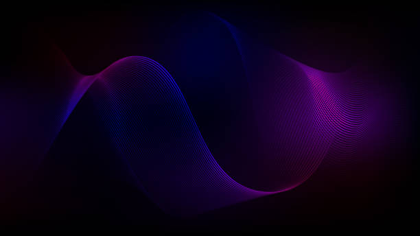 istock Sound wave blue tech pattern background. Neon magnetic purple, electric blue, pink magenta line swirls. Neural dna shaking 3d ultra violet fractal net curves. 2008168026