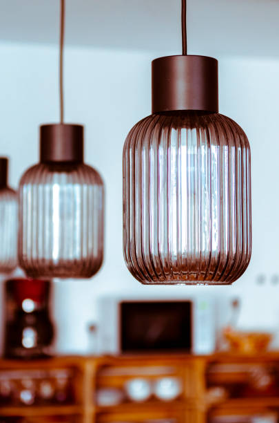 istock Interior design. Textured glass ceiling lamps in the Scandinavian interior 2008175203