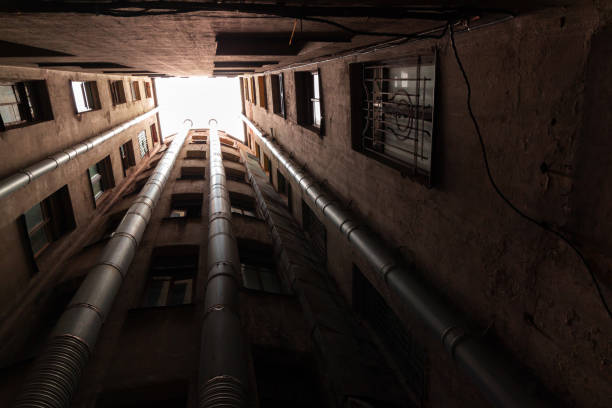 istock Dark inner courtyard perspective photo, abstract architectural photo 2008175813