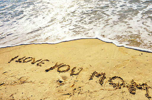 Mother's day written on the beach