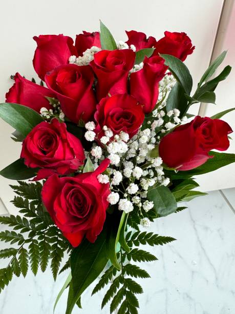 Red long stem roses for Valentines Day