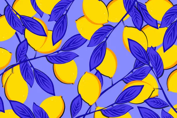 Vector illustration of Lemon seamless pattern.