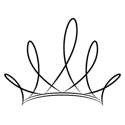 vector crown with graceful tops outline silhouette of one color