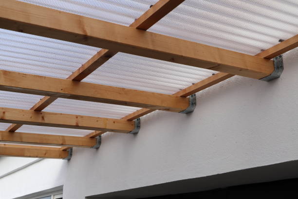 istock wooden beam construction on the house 2008318544