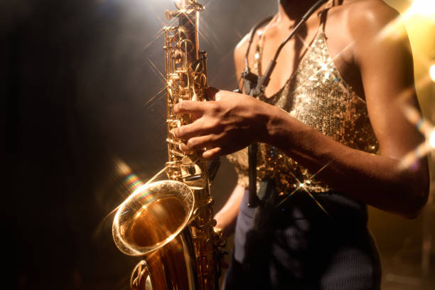 Female musician playing jazz music