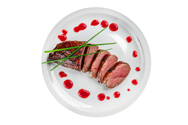 duck breast fried meat second course meat poultry tasty fresh healthy eating cooking appetizer meal food snack on the table copy space food background rustic top view