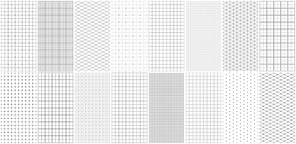 Set of graph paper. Vector seamless patterns.