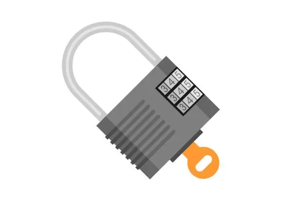 Vector illustration of Number padlock. Simple flat illustration.