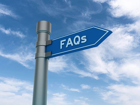 Directional Sign with FAQs Word - Sky Background - 3D Rendering