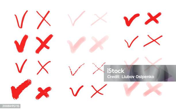 Checkboxes Pattern Red Marker Drawing Checkbox Red Vector Sketch Isolated Stock Illustration ...