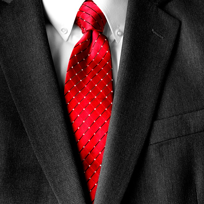 Business suit white shirt and red tie for formal wear fashion