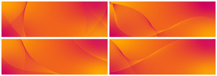 Abstract background vector set orange, red with dynamic waves for wedding design. Futuristic backdrop with network wavy lines. Premium template with stripes and gradient mesh for banner or poster.