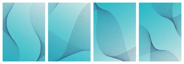 Vector illustration of Abstract background vector set blue, white with dynamic waves for wedding. Futuristic technology network or wavy lines. Premium stripe texture for wedding banner, poster. Template with gradient mesh