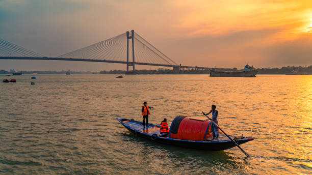 Vidyasagar Setu bridge over Hooghly River in Kolkata, West Bengal, India - 05 25 2023