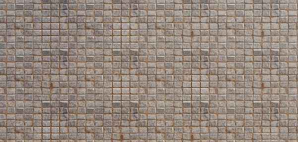 Road surface made of square stones gravel sidewalk Detail of cobblestones in old road Old granite road 3D illustration