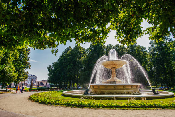 St. Petersburg, Russia - September 15, 2024: (Public place) Autumn at Peterhof Palace is a series of palaces and gardens located in Petergof.