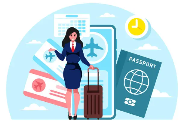 Vector illustration of Businesswoman traveling