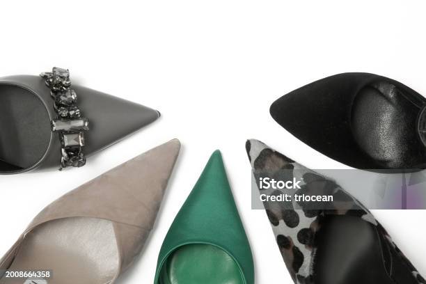 Stock fotografie Studio Shot Of Various Leather Pumps With Pointed Toe – stáhnout obrázek nyní