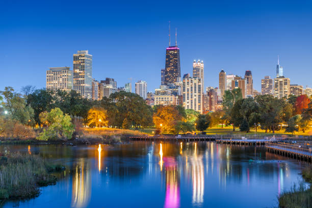 Chicago, Illinois, USA downtown skyline from Lincoln Park