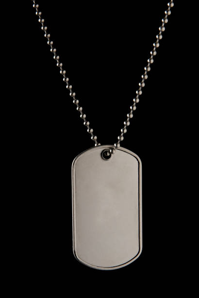 istock military badge with chain and isolated on black background with space for text 2008708210