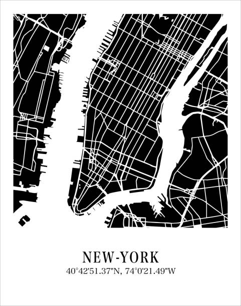 istock New-York city map. Travel poster vector illustration with coordinates. New-York, Manhattan, The United States Map in dark mode. 2008788181