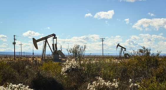 New Mexico, USA - November 20, 2019:  Desert Oil Production in New Mexico, USA