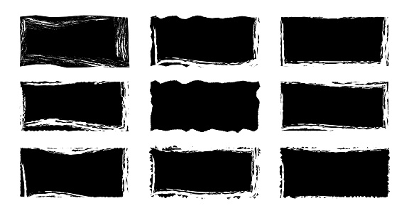 Jagged rectangle. Black simple shape. Rectangle paper template jagged and rough