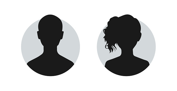 Avatar female male icon silhouette. Head profile user face anonymous person portrait illustration. Avatar circle icon vector icon