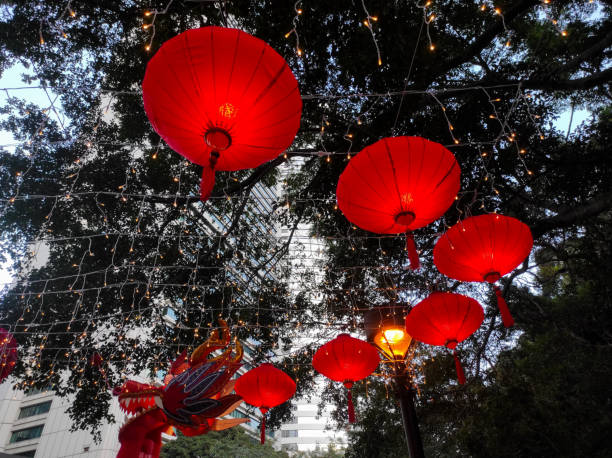 Hong Kong, February 11,2024 : Chinese New Year celebration decorations at Hong Kong park, Admiralty Hong Kong.