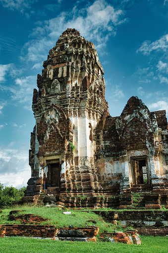 12th century ancient Wat Phra Si Rattana Mahathat temple in Lopburi Thailand.