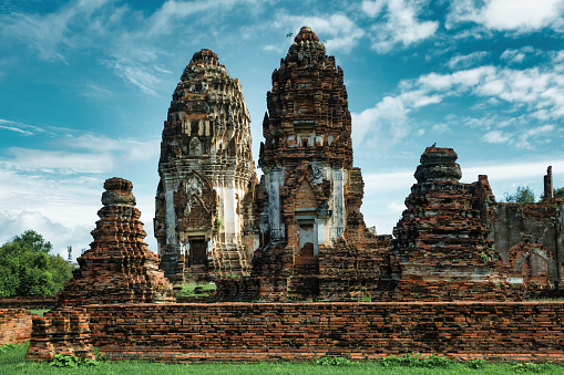 12th century ancient Wat Phra Si Rattana Mahathat temple in Lopburi Thailand.