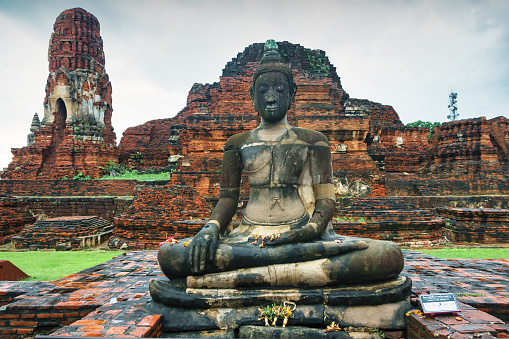 Wat Mahathat in Ayutthaya Historical Park, Ayutthaya, Thailand. UNESCO World Heritage Site.
