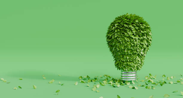 istock Green Energy Innovation: Light Bulb with green leaf, Eco-Friendly Concept 2009030324