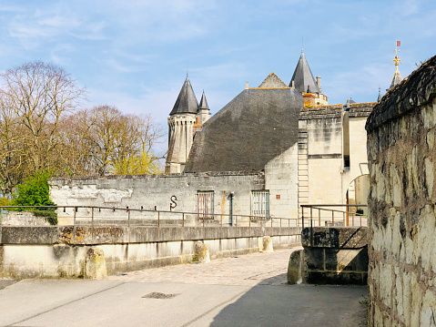 View of Nevers from Loire river bridge, France