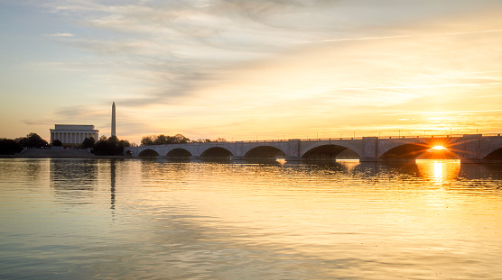 Vibrant sunrise over the National Mall, Washington DC