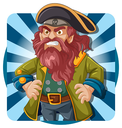 Vector illustration of a cartoon pirate captain