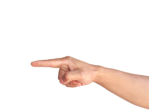 istock Male hand making a pointing gesture isolated on a white background. 2009267957