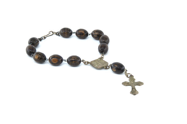 istock Rosary with wooden beads isolated on white background 2009323038